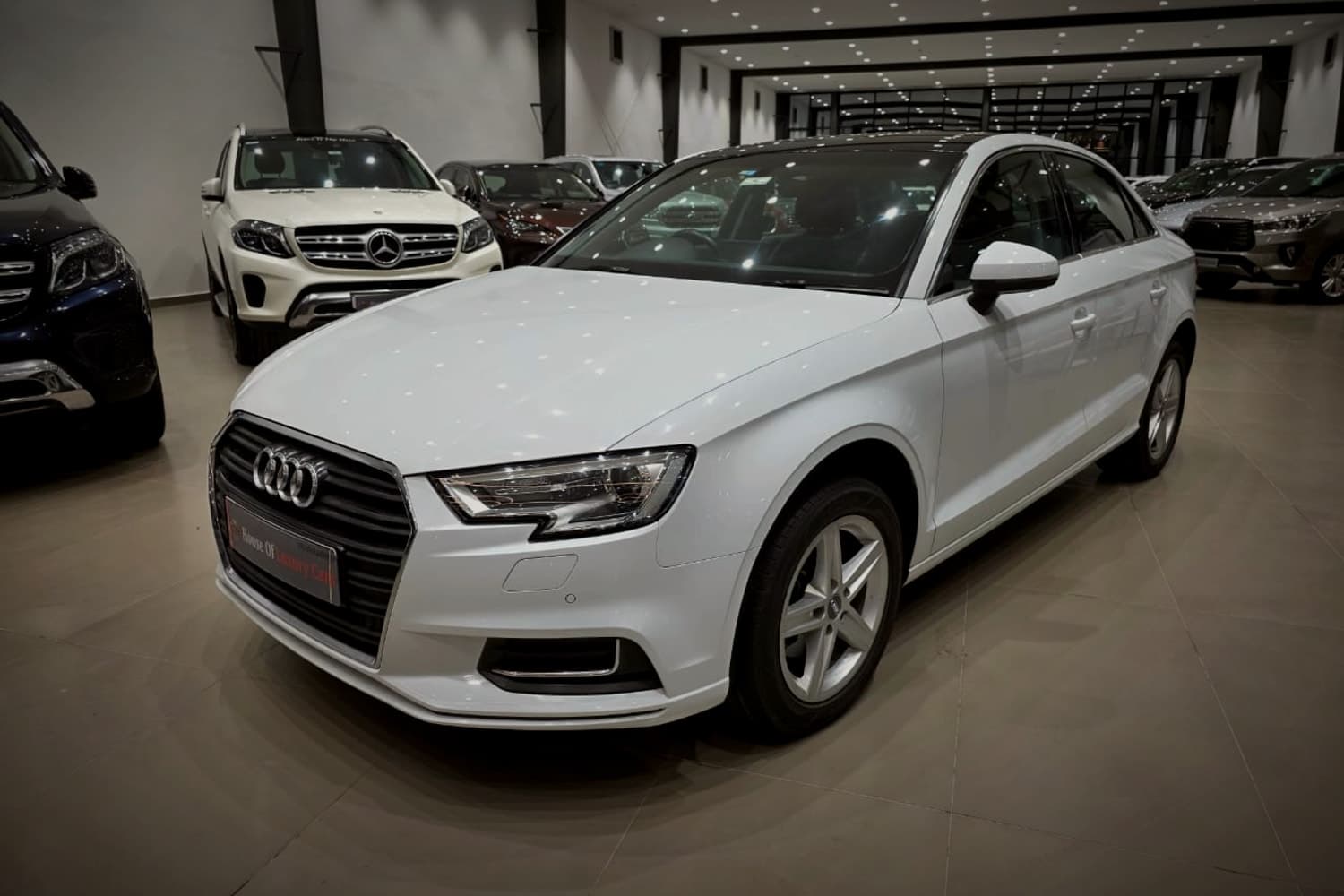 Audi A3 35 TFSI in Ibis White at the showroom